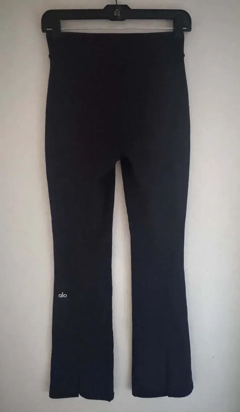 ALO Yoga Size S Airbrush High-waist Flutter Legging Black Split Hem